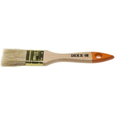 DEXX 38 мм, 1,5″ натуральная щетина, деревянная ручка, флейцевая, Плоская кисть (0100-038), 20шт