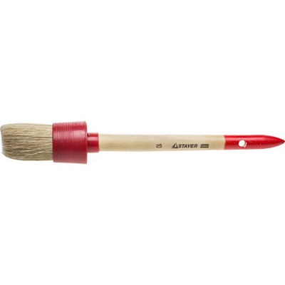 STAYER UNIVERSAL 40 мм, пластмассовый корпус, светлая натуральная щетина, деревянная ручка, Круглая кисть, MASTER (0141-40), 12шт