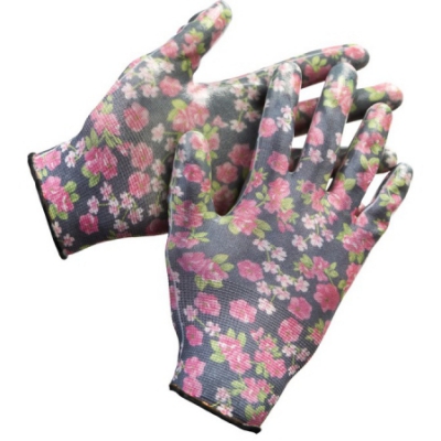 Перчатки садовые, прозрачное нитриловое покрытие, размер L-XL, черные GRINDA