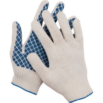 перчатки рабочие, х/б -7 класс, с обливной ладонью DEXX