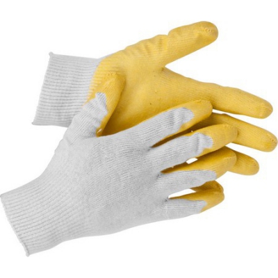 STAYER PROTECT, эластичные, натуральный хлопок, размер S-M, перчатки с латексным обливом (11408-S), 10шт
