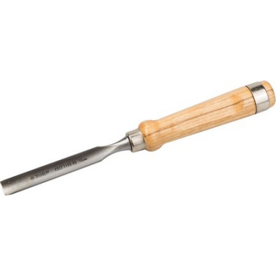 Стамеска-долото ЭКСПЕРТ полукруглая с деревянной ручкой, хромованадиевая сталь, -16мм ЗУБР