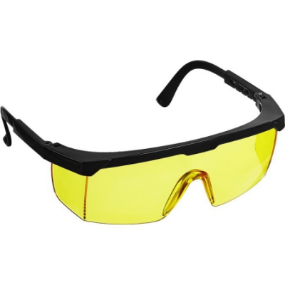 Защитные жёлтые очки PRO-5 монолинза с дополнительной боковой защитой, открытого типа STAYER
