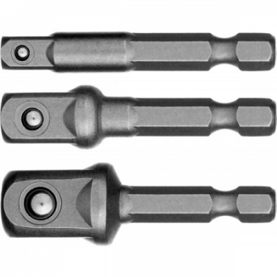 Набор MASTER MAXFIX: Адаптеры для торцовых головок, сталь -40Cr, -3 предмета E1/4-1/4, E1/4-3/8, E1/4-1/2, -50 мм STAYER