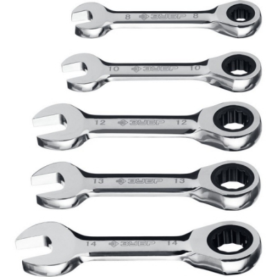 Набор комбинированных гаечных ключей трещоточных укороченных -5 шт, -8 - -14 мм, ЗУБР
