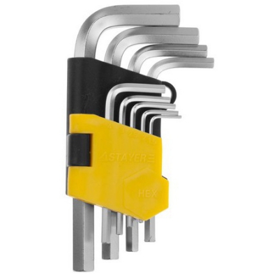Набор Ключи MASTER имбусовые короткие, Cr-V, сатинированное покрытие, пластик держатель, HEX -1,5-10мм, -9 пред STAYER