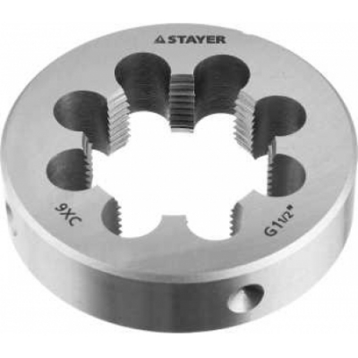 Плашка G -1 -1/2`` круглая ручная, инструментальная сталь STAYER