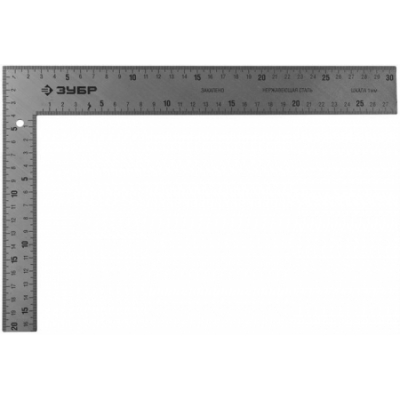 Угольник ЭКСПЕРТ плотницкий цельнометаллический, гравированная шкала (шаг -1мм), -300х200мм Зубр