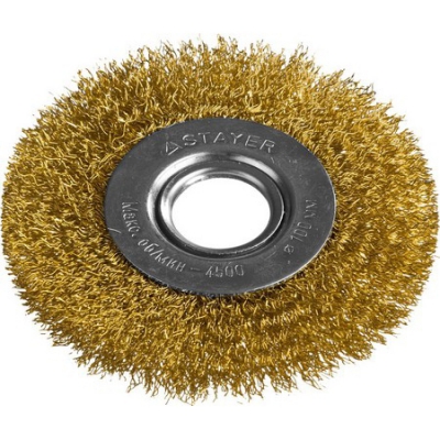 Щетка дисковая PROFESSIONAL для УШМ, витая стальная латунированная проволока -0,3мм, -100ммх22мм STAYER