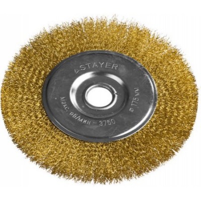Щетка дисковая PROFESSIONAL для УШМ, витая стальная латунированная проволока -0,3мм, -175ммх22мм STAYER