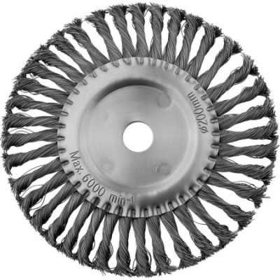 Щетка дисковая для УШМ, жгутированная стальная проволока -0,5 мм, d=200 мм, -35140-200 MIRAX