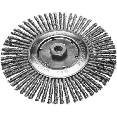 Щетка дисковая для УШМ, сплет в пучки стальн зак провол -0,5мм, -200мм/М14 STAYER