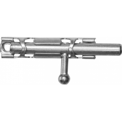 Шпингалет накладной стальной ЗТ-19305, малый, покрытие белый цинк, -65мм РОССИЯ