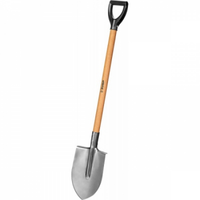 Лопата Мастер-НС штыковая из нержавеющей стали, деревянный черенок, с рукояткой, ЗУБР