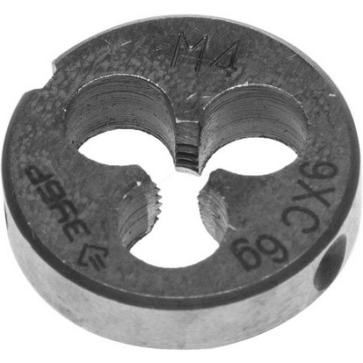 Плашка М4x0.7мм, сталь -9ХС, круглая ручная ЗУБР