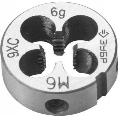 Плашка М6x1.0мм, сталь -9ХС, круглая ручная ЗУБР