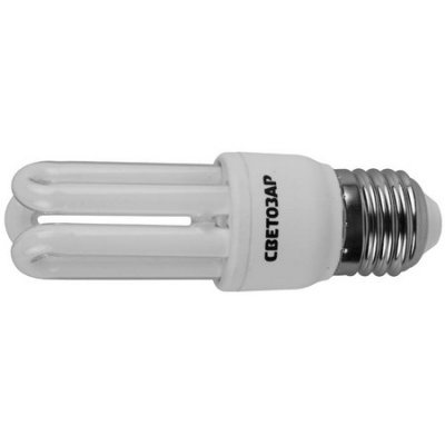 Энергосберегающая лампа "U-КЛАССИКА"стержень,цоколь E27(стандарт),Т2,3U,тепл бел свет(2700 К),8000 час,9Вт(45) СВЕТОЗАР