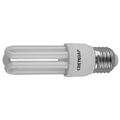 Энергосберегающая лампа "U-КЛАССИКА"стержень,цоколь E27(стандарт),Т2,3U,тепл бел свет (2700 К),8000час,12Вт(60) СВЕТОЗАР