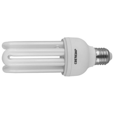 Энергосберегающая лампа "U-КЛАССИКА"стержень,цоколь E27(стандарт),Т4,4U,тепл бел свет(2700К),8000 час,25Вт(125) СВЕТОЗАР