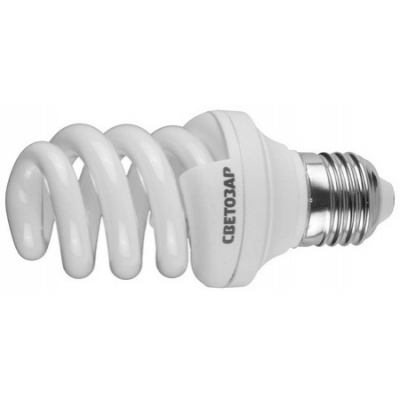 Энергосберегающая лампа "ЭКОНОМ" спираль,цоколь E27(стандарт),Т3,теплый белый свет(2700 К), -8000час, -12Вт(60) СВЕТОЗАР