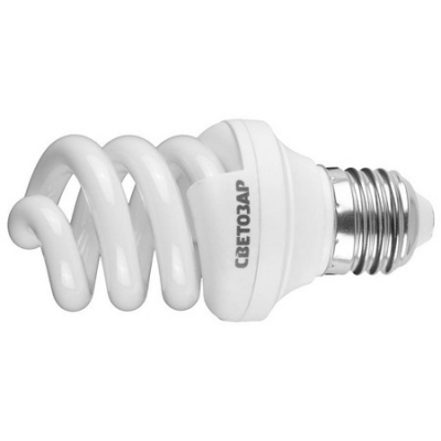 Энергосберегающая лампа "ЭКОНОМ" спираль,цоколь E27(стандарт),Т3,яркий белый свет(4000 К), -8000час,9Вт(45) СВЕТОЗАР