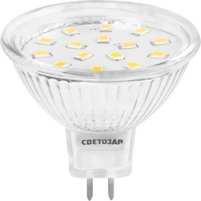 Лампа светодиодная LED technology, цоколь GU5.3, теплый белый свет (3000К), -220В, -3Вт (25) СВЕТОЗАР