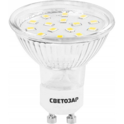 Лампы светодиодные LED technology, цоколь GU10, теплый белый свет (3000К), -220В, -3Вт (25) СВЕТОЗАР