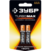 Батарейка TURBO MAX щелочная (алкалиновая), тип AAA, -1,5В, -2(шт)на карточке Зубр