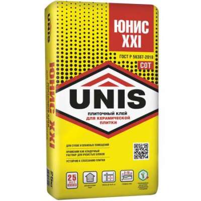 Клей для плитки ХХI для ремонтных работ 25 кг 48 желтый мешок ЮНИС (1шт)