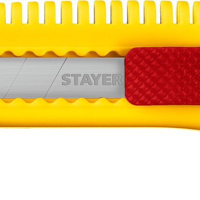 Нож упрочненный из АБС пластика со сдвижным фиксатором FORCE, сегмент. лезвия 18 мм, STAYER