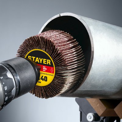 Круг шлифовальный STAYER лепестковый, на шпильке, P60, 30х15 мм