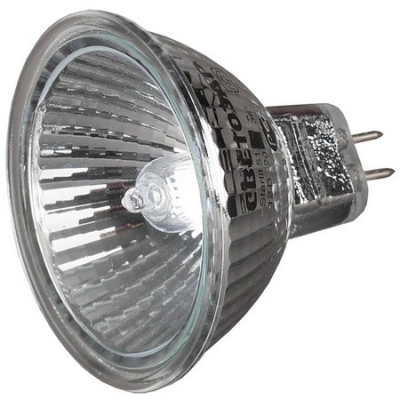 Лампа галогенная с защитным стеклом, алюм отражатель, цоколь GU5.3, диаметр -51мм, -20Вт, -12В СВЕТОЗАР