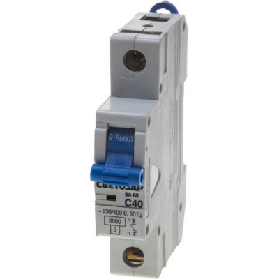 Выключатель автоматический -1-полюсный, -40 A, C, откл сп -6 кА, -230 / -400 В СВЕТОЗАР