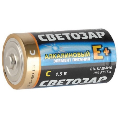 Батарейка "ALKALINE" щелочная, тип C, -1,5В, -2шт в блистере СВЕТОЗАР