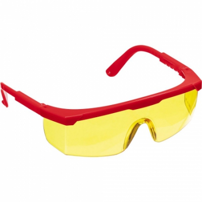 Защитные жёлтые очки СПЕКТР -5 монолинза с дополнительной боковой защитой, открытого типа ЗУБР