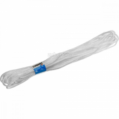 Шнур вязаный полипропиленовый с сердечником, белый, длина -20 метров, диаметр -7 мм СИБИН