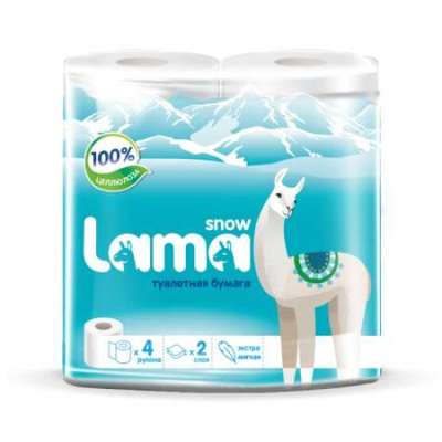 Бумага туалетная LAMA 2-х слойная ( 4 рулона/упаковка, 12 упаковок/кор) (1упак)