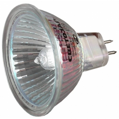 Лампа галогенная с защитным стеклом, цоколь GU5.3, диаметр -51мм, -20Вт, -12В СВЕТОЗАР