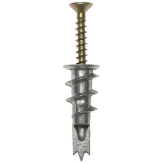 Дюбель металлический со сверлом, для гипсокартона, с оцинкованным саморезом, -33 мм, -3 шт, ЗУБР