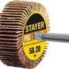 Круг шлифовальный STAYER лепестковый, на шпильке, P80, 50х20 мм
