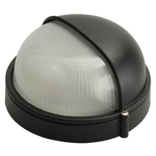 Светильник уличный влагозащищенный с верхним защитным кожухом, круг, цвет черный, -60Вт СВЕТОЗАР